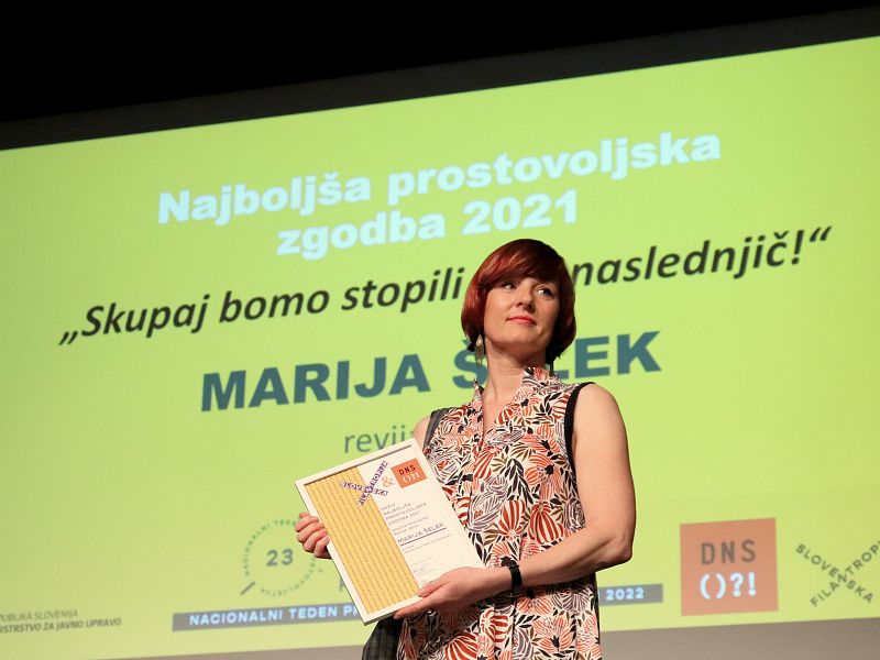 Marija Šelek je avtorica najboljše prostovoljske zgodbe leta 2021