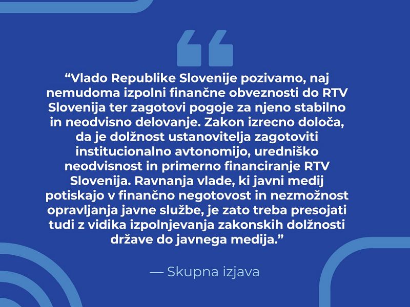 Vlado pozivamo k izpolnitvi obveznosti do RTV Slovenija